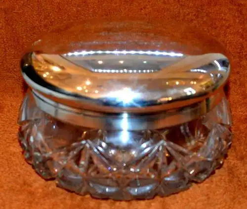 Reitjagdgesellschaft Nürnberg,Glasdose m.Silberdeckel,dat.1924,D. 21 cm.H:13 cm