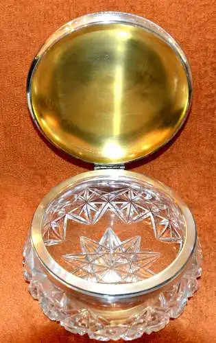 Reitjagdgesellschaft Nürnberg,Glasdose m.Silberdeckel,dat.1924,D. 21 cm.H:13 cm