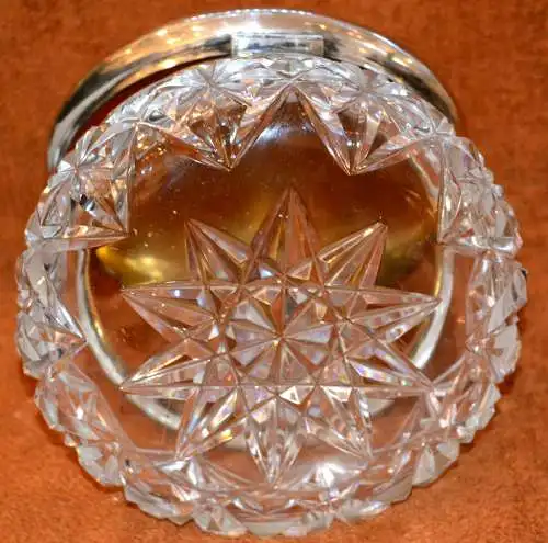 Reitjagdgesellschaft Nürnberg,Glasdose m.Silberdeckel,dat.1924,D. 21 cm.H:13 cm