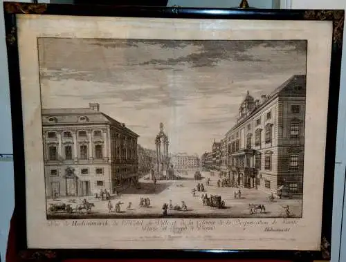   Der Hohe Markt in Wien, Kupferstich,ca 1780, Originalrahmen,n.Fischer v.Erlach