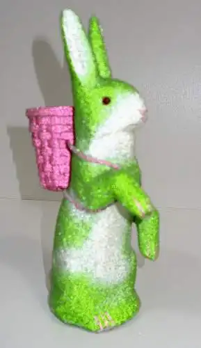 Osterhase,Ton,mit grünen und klaren Glaskugeln besetzt,ca.1960