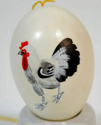 Osterei,Hühnerei,Natur mit aufgemaltem Hahn,ca.1970