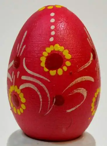 Osterei,Holz,sorbisch, dkl.-rot mit Sonnenblumen,handgemalt,vor 1945