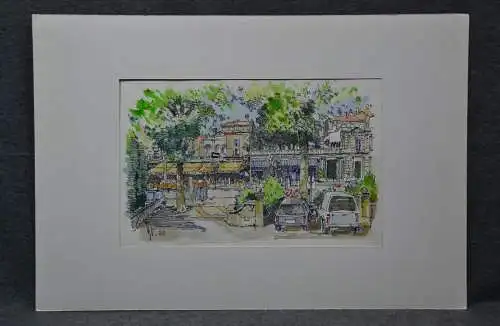 Aquarell, Bauer-Oltsch, Arles, Boulevard des Lices, 1988