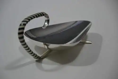 Dekoschale, Petit fours Schale, Servierschale, Metall versilbert, Kunstst.griff 
