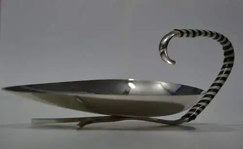 Dekoschale, Petit fours Schale, Servierschale, Metall versilbert, Kunstst.griff 