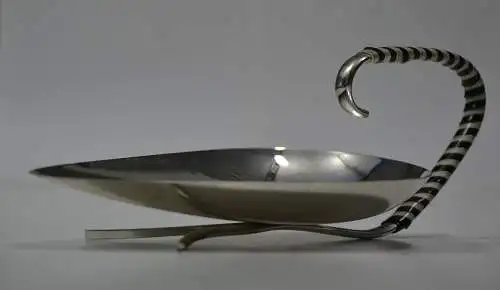 Dekoschale, Petit fours Schale, Servierschale, Metall versilbert, Kunstst.griff 
