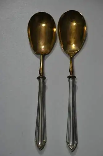 Besteck, 800er Silber, vierteilig, Butter-, Käsemesser, 2 Servierlöffel,ca. 270g
