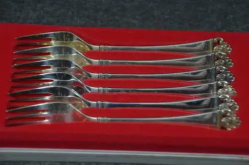Robbe&Berking, Besteck Gabeln, Rosenmuster versilbert,  6 Stck, 