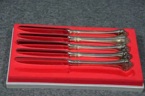 Robbe&Berking, Besteck Messer, Rosenmuster versilbert,  5 Stck, 