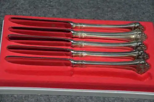 Robbe&Berking, Besteck Messer, Rosenmuster versilbert,  5 Stck, 