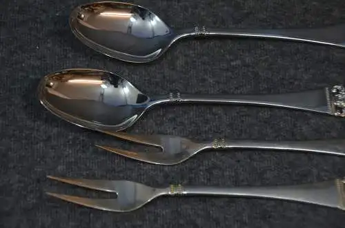 Robbe&Berking, Rose, 2 Löffel, 2 Vorlegegabeln ,  versilbert
