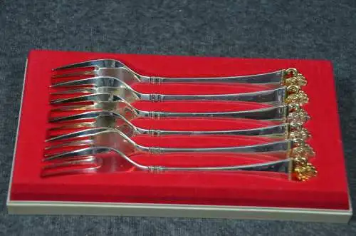 Robbe&Berking, Besteck Dessertgabeln, Rosenmuster versilbert,  6 Stck, 