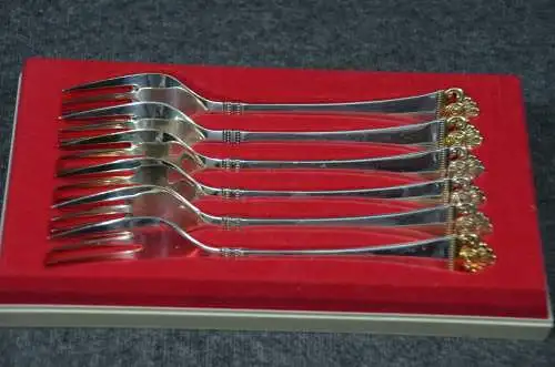 Robbe&Berking, Besteck Dessertgabeln, Rosenmuster versilbert,  6 Stck, 