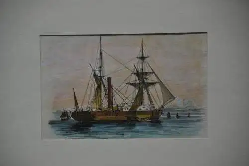 Stahlstich, Raddampfer, etwa 1920