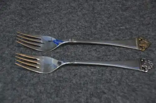 Robbe&Berking, Rose, 2 Gabeln ,  versilbert, 1 Gabel mit Teilvergoldung