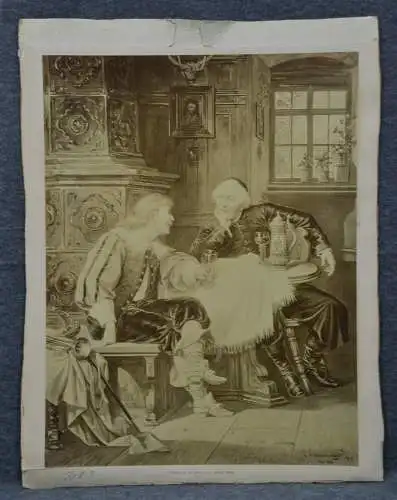 Fotografie s/w, Schweininger Wien, Edelmann und Mönch, nach Hanfstaengl,um 1900