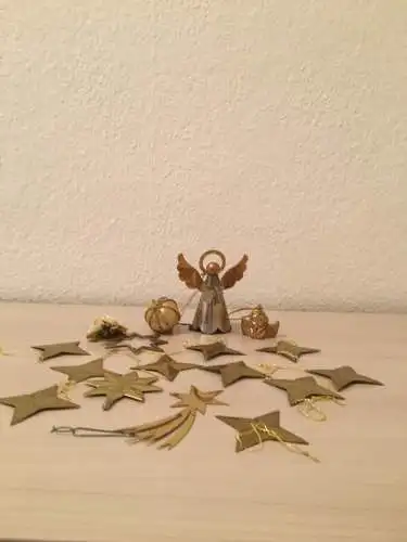 Metall Weihnachtsschmuck, goldene Farbe ,16 Stück, 20.Jhdt