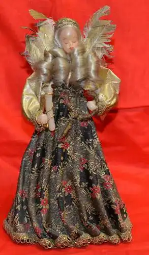 Weihnachten,Rauschgoldengel, Wachskopf, braun-goldene  Kleidung, ca. 1950