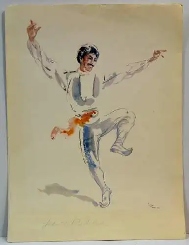 Aquarell,Helmut Rudolph,Tänzer, Zeichner und Kostümbildner,München.    