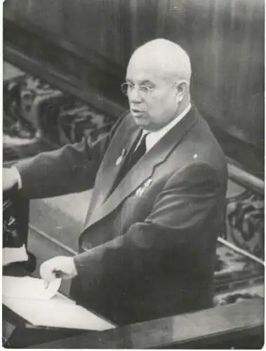 Nikita Chruschtschow - Pressephoto der dpa aus dem Jahr 1959, 16 x 21,5 cm
