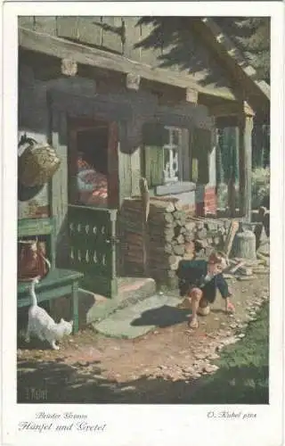 6 Ansichtskarten „Hänsel und Gretel“ komplett, ca. 1900 – Serie 125 3712-3717 