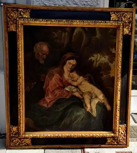 Ölbild,Die heilige Familie,Kopie nach A.v.Dyck,Kopist:Fritz Häussler,1924,Rahmen