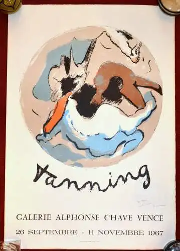 Lithografie-Plakat,Tanning,1967,Galerie Chave,Vence,handschriftl.Widmung f.Toni