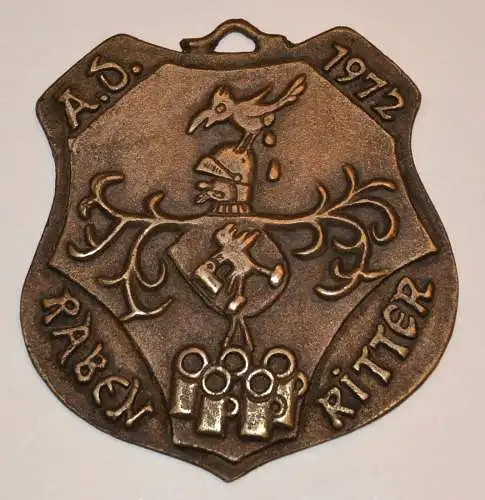 Rabenritter,Bronze-Gussplakette 1972 PULLACH (b. München).Faschings-Gesellschaft