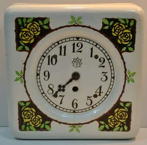 Wanduhr,Küche,Junghans,Keramikgehäuse mit floralem Dekor,aus Sammlungsauflösung