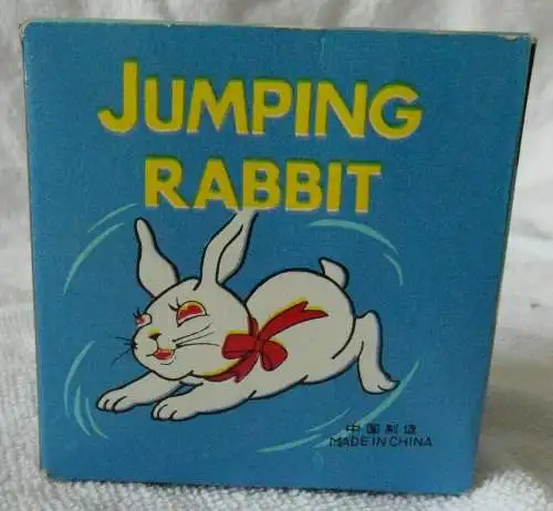 Blechspielzeug Springender Hase im Originalkarton, China 