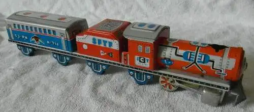 Blechspielzeug Eisenbahn SFTF,mit Schwungradantrieb im Originalkarton 