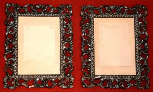 Paar gestuckte u. versilberte Rahmen,Barockstil,deutsch um 1900,Stuck a. Holz