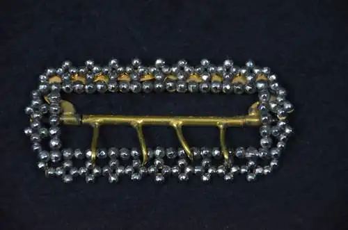 Gürtelschließe,Handarbeit,poliertes Eisen auf vergoldetem Messing,19.Jhdt