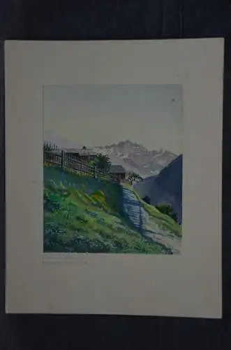 Aquarell, Häuser in Tobadill, Tirol, G. Rüdinger 1932, dat., sign.