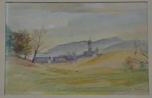 Aquarell auf Seidenpapier, Iffeldorf