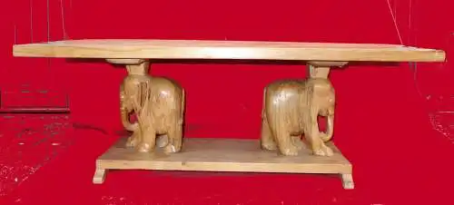 Möbel,Couchtisch,Afrika,mit zwei geschnitzten Elefanten,Tropenholz