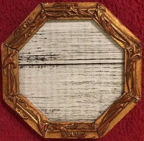 Kleiner achteckiger Bilderrahmen mit Glasscheibe, ca. 1900