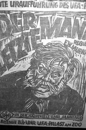 Plakat Uraufführung "DER LETZTE MANN" UFA 1924, Regie F.W.Murnau, Emil Jannings