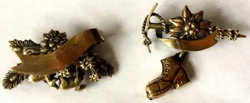 Zwei kleine Abzeichen, Anstecknadeln, Reisesouvenir wohl Österreich 1950er Jahre