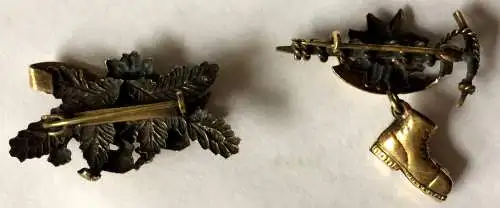 Zwei kleine Abzeichen, Anstecknadeln, Reisesouvenir wohl Österreich 1950er Jahre