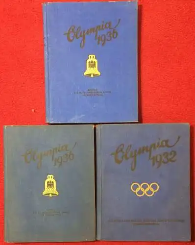 Olympische Sommerspiele 1932 + 1936 – 3 Zigarettenbilderalben