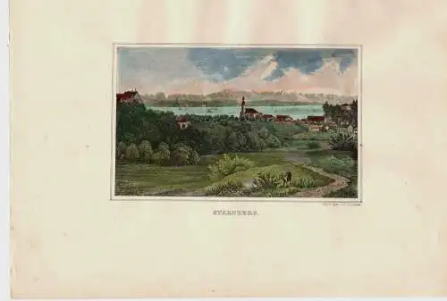 Colorierter Stahlstich „STARNBERG“ von Christian Steinicken