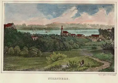 Colorierter Stahlstich „STARNBERG“ von Christian Steinicken