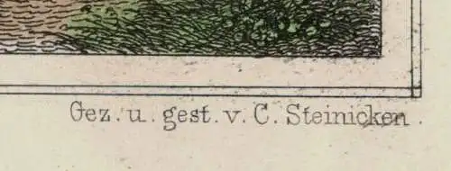 Colorierter Stahlstich „STARNBERG“ von Christian Steinicken