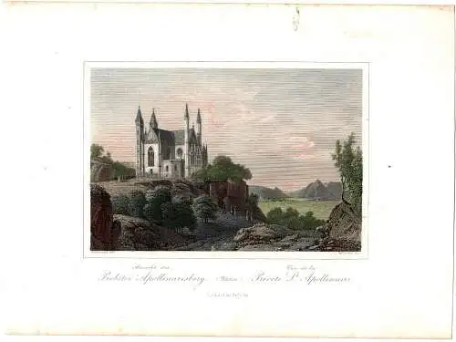 Colorierter Stahlstich „Ansicht der Probstei Apollinarisberg“ von Lang, Dielmann