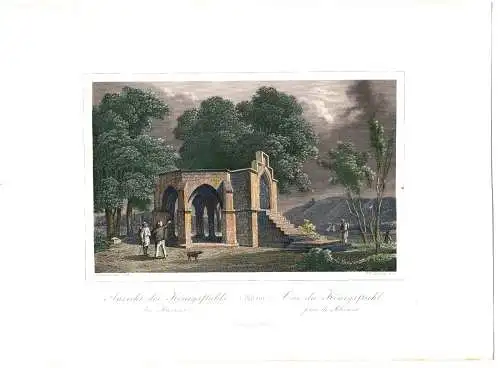 Colorierter Stahlstich „Ansicht Ansicht des Königsstuhls bei Rhense", Lang
