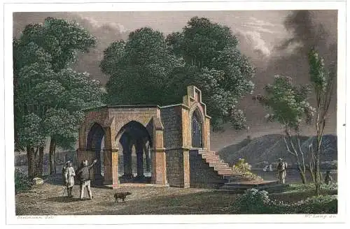 Colorierter Stahlstich „Ansicht Ansicht des Königsstuhls bei Rhense", Lang