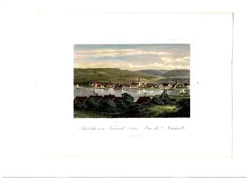 Colorierter Stahlstich „Ansicht Ansicht von Neuwied“ von Rudolf nach J. Dielmann