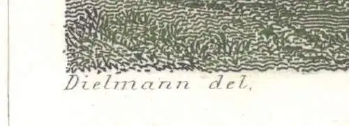 Colorierter Stahlstich „Ansicht Ansicht von Neuwied“ von Rudolf nach J. Dielmann